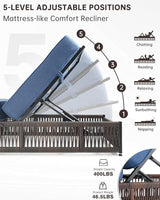 Luxury Outdoor Chaise Lounges with 5 Inch Thickened Cushions - Set of 4 High Back Brown Wicker Patio Recliners Rattan - Photo 4