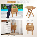 Tangkula Patio Folding Side Table, Teak Wood Square Patio Table with X-Shaped Legs & Slatted Tabletop - Photo 6