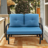 Giantex 2 Seats Glider Bench for Outside, Patio Glider Porch Loveseat w/Cushions & Powder Coated Steel Frame - Photo 9