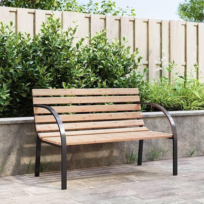 Garden Bench Deck Bench Patio Bench 47.2" Wood and Iron