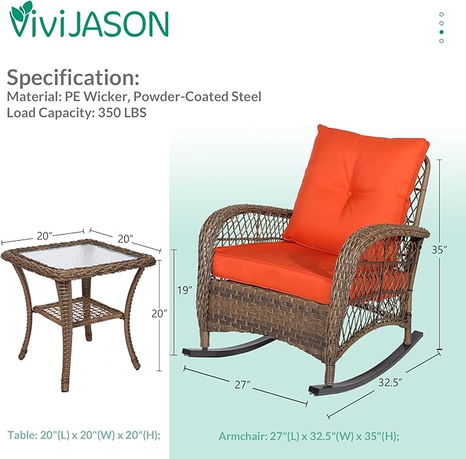 VIVIJASON 3-Piece Outdoor Conversation Bistro Set - Photo 6