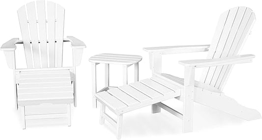 POLYWOOD Palm Coast Ultimate Adirondack Chair 3-Piece Set with Hideaway Ottoman
