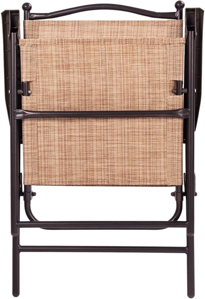 Giantex Set of 2 Patio Folding Chairs, Outdoor Patio Dining Chairs w/Armrest, Sling Back, Metal Frame - Photo 6