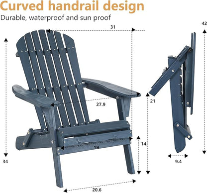PayLessHere Adirondack Chairs, Weather Resistant Patio Chairs with Pinewood Wooden Textured for Patio Lawn Garden Backyard Deck Pool Beach Fire Pit