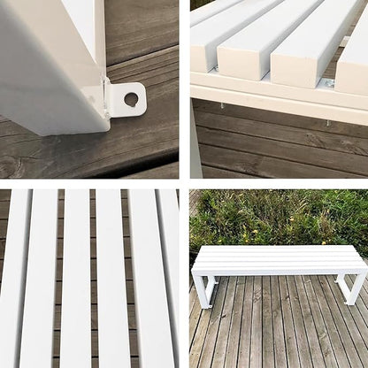 Metal Garden Benches for Outdoors Clearance Steel Frame Outdoor Backless Bench Weatherproof 39"/47"/59" Front Porch Chairs for Lawn Yard School(Red,47.24in/120cm)
