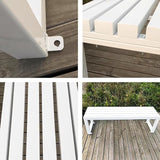 Outdoor Metal Garden Bench, Steel Frame Backless Design, Weatherproof for Lawn, Yard, Porch, and School Use - Photo 4