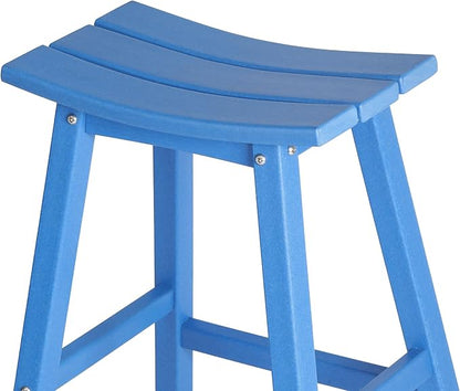 WestinTrends Malibu 29 Inch Outdoor Bar Stools, All Weather Resistant Poly Lumber Adirondack Bar Height Stools, Pacific Blue