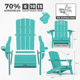 Folding Adirondack Chair with Wood Texture, Plastic Adirondack Chairs with 2 Cup Holder - Photo 3