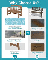 Outdoor Bench, 2-Person HDPE Garden Bench, All Weather Poly Patio Bench for Outdoors, Garden, Backyard, Porch and Park - Photo 5