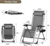 Zero Gravity Chair, Portable Folding Reclining Lounge Chairs with Adjustable Cushion and Cup Holder Trays for Outdoor - Photo 3