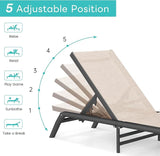 Outdoor Chaise Lounge Chairs Set of 2, No Assembly Required, 5-Position Adjustable Backrest - Photo 6
