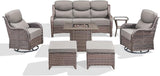 Luxury Patio Furniture Set with 6-inch Thick Cushion, Outdoor Furniture with Fire Pit Table, Swivel Chairs, Sofa - Photo 5