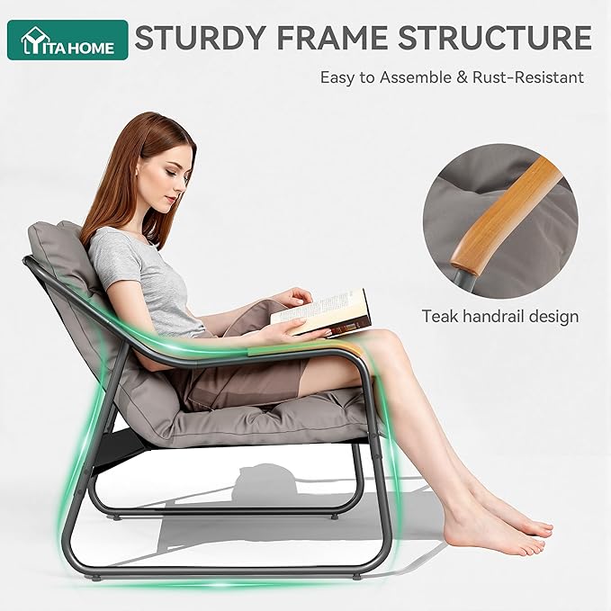 YITAHOME Patio Lounge Chair with Ottoman, Oversized Papasan Chair with Soft Cushion - Photo 4