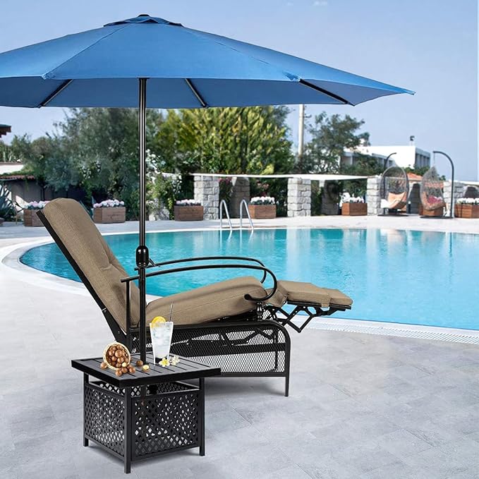 SUNCROWN Outdoor Recliner Chairs Patio Adjustable Relaxing Chair Outdoor Metal Furniture Chair with Thick Cushion and - Photo 2