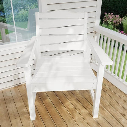 Patio Chairs Set of 2, Weatherproof HIPS Outdoor Dining Chair with Ergonomics Wide Seat, 400lbs Capacity Outdoor Chairs for Garden, Porch, Lawn & Backyard, White