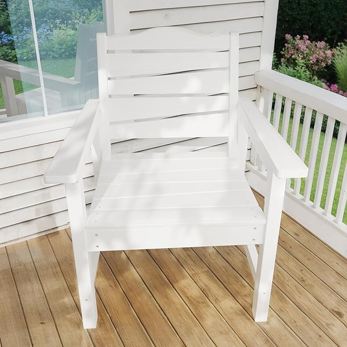 Patio Chairs Set, 3 Pieces Weatherproof HIPS Outdoor Furniture, Patio Chairs Conversation Sets with Side Table for Garden Porch Lawn & Backyard(White)