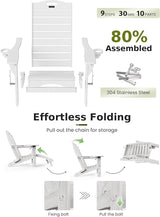 Ciokea Folding Adirondack Chair Set of 4 with Retractable Ottoman Fire Pit Patio Chair with Pull Out Foot Rest Weather - Photo 7