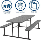 COSCO Outdoor Living 6 ft. Folding Picnic Table, Dark Gray Wood Grain Resin with Gray Steel Legs - Photo 7