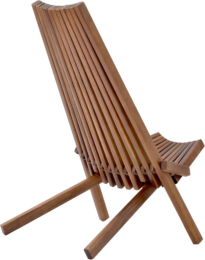 Knocbel Folding Chair, Wooden Low Profile Lounge Chair, Outdoor Patio for Solid Acacia Wood Porch Deck Lawn Garden Adirondark Chairs, Fully Assembled, 21.6" W x 30" D x 32.2" H