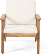 Christopher Knight Home Carlos Outdoor Acacia Wood Club Chairs with Cushions (Set of 2), Brown Patina Finish, Cream - Photo 5