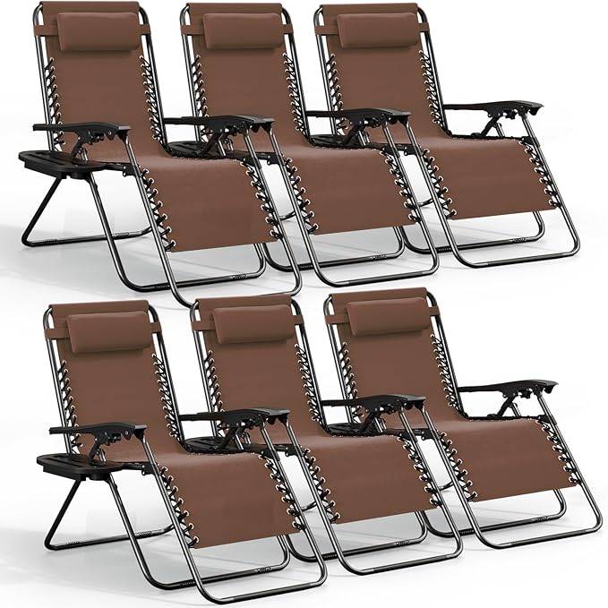 Nestl Zero Gravity Chairs Set of 6 - Brown - Photo 1