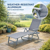Kozyard Aluminum Outdoor Chaise Lounge Chair, Adjustable Reclining Patio Lounge with Drink Holder - Photo 3
