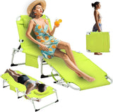3-in-1 Heavy Duty Tanning Chair with Face Hole Adjustable 5-Position Folding Chaise Lounge Chairs Portable Lay Flat - Photo 1