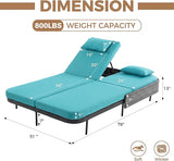 BULEXYARD 51.2" Double Chaise Lounge Outdoor, 2-Person PE Wicker Patio Daybed with Dual 5-Position Adjustable Backrest - Photo 2