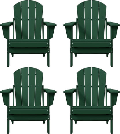 WO WESTIN OUTDOOR HDPE Laguna Outdoor Folding Poly Adirondack Chair (Set of 4), Dark Green