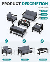 SERWALL HDPE Patio Furniture Set, 5 Piece All Weather Wood-Like Sectional Outdoor Furniture Set - Photo 2