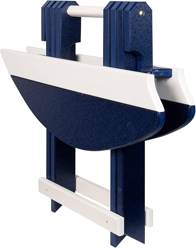 Amish-Made Surfboard Shaped Navy Blue Poly Folding Side Table