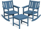 SERWALL Outdoor Rocking Chairs Set of 2 with Side Table, All-Weather HDPE 3 Piece Patio Furniture Set - Photo 3