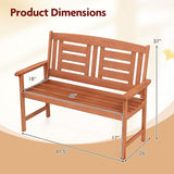 Byroce 2-Person Outdoor Bench, Solid Wood Patio Loveseat with Comfy Backrest & Armrest - Photo 3