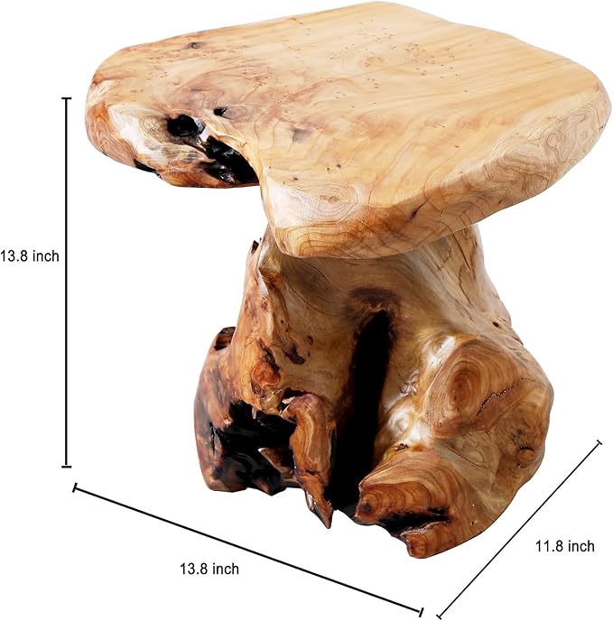 13.8" Cedar Stump Stool,Natural Wooden Side Table,Plant Stool,Live Edge Coffee Table for Bedroom,Living Room, Outdoor