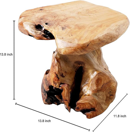 13.8" Cedar Stump Stool,Natural Wooden Side Table,Plant Stool,Live Edge Coffee Table for Bedroom,Living Room, Outdoor