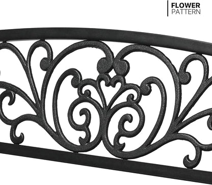 MoNiBloom Metal Bench Patio Benches for Outdoors, Iron Frame Antique Finish Park Bench with Armrests Lawn Porch Entryway Path Yard Decor Deck Furniture for 2-3 Adults Seat, Black