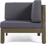 roomfitters Outdoor X-Back Loveseat with Acacia Wood Frame and Weather-Resistant Cushions, Dark Grey - Photo 4