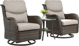 Rilyson Wicker Rocking Chair Swivel Chairs - 3 Piece Rocker Patio Furniture Set Rattan Rocking Bistro Sets with Glass - Photo 2