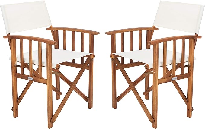 SAFAVIEH Outdoor Laguna Natural and Beige Director Chair (Set of 2)
