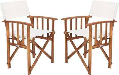 SAFAVIEH Outdoor Laguna Natural and Beige Director Chair (Set of 2)