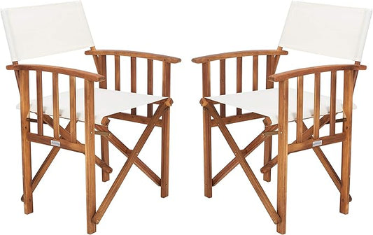 SAFAVIEH Outdoor Laguna Natural and Beige Director Chair (Set of 2)
