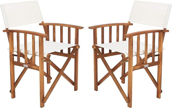 SAFAVIEH Outdoor Laguna Natural and Beige Director Chair (Set of 2) - Photo 1