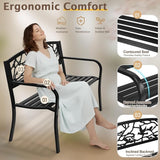 VINGLI Outdoor Bench for Patio Metal Garden Bench w/PVC Back Pattern - Photo 4