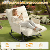 Oversized Rocking Chair with Adjustable Backrest and Footrest, Outdoor Reading Chair - Chaise Lounge Chair Indoor - Photo 8