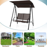 Tangkula 2 Person Porch Swing, Patio Swing with Adjustable Canopy, Comfortable Fabric Seat & Heavy-Duty Steel Frame - Photo 8