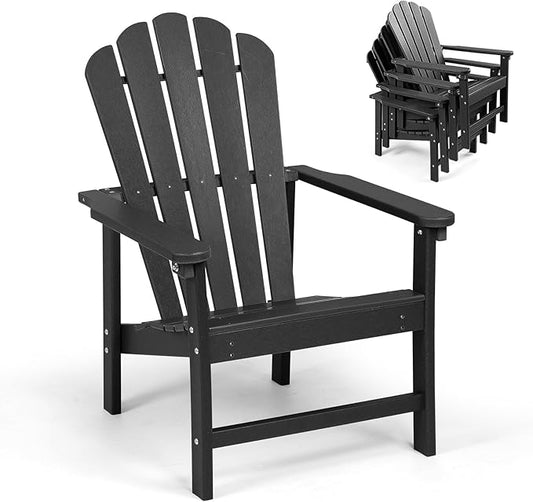 Stackable Adirondack Chair, Space Saving HDPE All-Weather Fire Pit Chairs for Outdoor Lawn Porch Deck