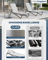 Lounge Chair Set of 2, Aluminum Chaise Lounge Outdoor with Side Table - Photo 6