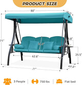3 in 1 Outdoor Porch Swing with Adjustable Canopy, 3 Seat Outdoor Swing for Adults - Photo 8