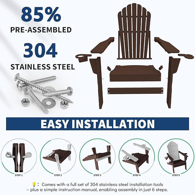 Plawdlik Folding Adirondack Chair [2026 Upgraded] - Photo 7