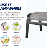 Outdoor Patio Ottoman Seat Textilene Portable Metal Footstool Portable Footrest Patio Chairs 2 Set Grey - Photo 5